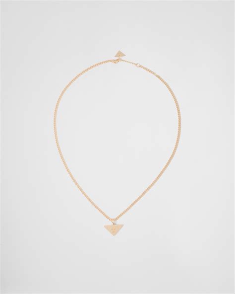 prada triangle necklace gold|prada triangle pendant.